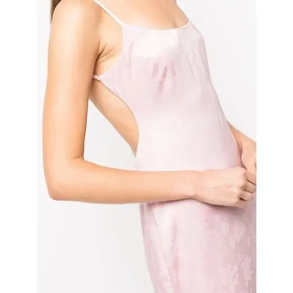 Reformation Satin Allium Maxi Dress Scoop Neck Open Back In Pink Size 10 NWT